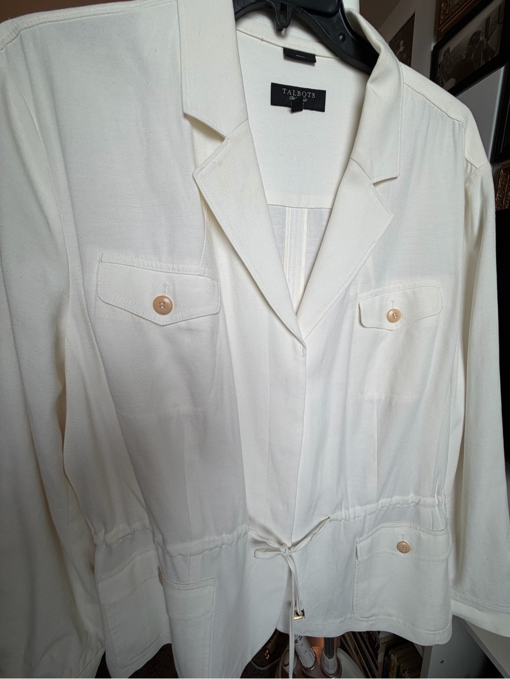 Talbots White Lightweight Drawstring Jacket - Picture 3 of 13